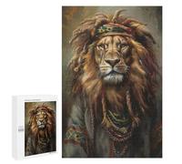 Jigsaw Puzzle 1000 PCS Jamaican Reggae Rasta Lion Puzzles for Teenagerss Stress Reliever Educational Challenge Unique Birthday And Gifts 1000 PCS
