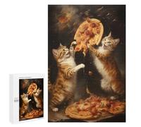 Jigsaw Puzzle 1000 PCS Kitten Pizza Wars Jigsaws for Adults Anti-Stress Toys Staycation Kill Time Help The Brain Exercise 1000 PCS