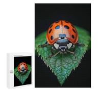 Jigsaw Puzzle 1000 PCS Ladybug on Leaf Macro Shot Puzzles for Teenagerss Stress Reliever Educational Challenge Unique Birthday And Gifts 1000 PCS