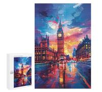 Jigsaw Puzzle 1000 PCS London Nights Vibrant Cityscape Adult Jigsaw Puzzles Enhance Memory Parent-child Interaction Brainteaser Family Games 1000 PCS