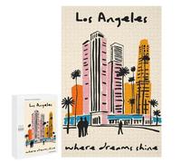 Jigsaw Puzzle 1000 PCS Los Angeles Skyline Illustration Puzzles for Teenagerss Stress Reliever Educational Challenge Unique Birthday And Gifts 1000 PCS