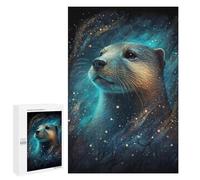 Jigsaw Puzzle 1000 PCS Magical Otter in Starry Night Jigsaws for Adults Puzzle Birthday Present Difficult And Challenge Challenging Game Gifts 1000 PCS