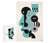 Jigsaw Puzzle 1000 PCS Minimalist Abstract Face - Modern Geometric Art Jigsaws for Adults Toy Wall Decor Pattern Assembly Deal As Gifts for The Whole Family 1000 PCS