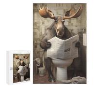Jigsaw Puzzle 1000 PCS Moose on Toilets Jigsaws for Adults Toy Wall Decor Pattern Assembly Deal As Gifts for The Whole Family 1000 PCS