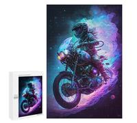 Jigsaw Puzzle 1000 PCS Motorcycle Rider in Neon Dreamscape Jigsaw Puzzles for Teenagerss Hand Speed Race Fun Activities at Home Challenging Game And Family Play 1000 PCS