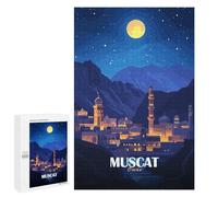 Jigsaw Puzzle 1000 PCS Muscat, Oman Nightscape Illustration Jigsaws for Adults Toy Wall Decor Pattern Assembly Deal As Gifts for The Whole Family 1000 PCS