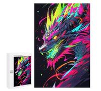 Jigsaw Puzzle 1000 PCS Neon Dragon Art Print Puzzles for Teenagerss Stress Reliever Educational Challenge Unique Birthday And Gifts 1000 PCS