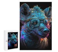 Jigsaw Puzzle 1000 PCS Neon Hyena with Glasses-2 Jigsaw Puzzles for Teenagerss Hand Speed Race Fun Activities at Home Challenging Game And Family Play 1000 PCS