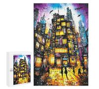 Jigsaw Puzzle 1000 PCS Neon Metropolis - Surreal Urban Nightscape Jigsaws for Adults Toy Wall Decor Pattern Assembly Deal As Gifts for The Whole Family 1000 PCS