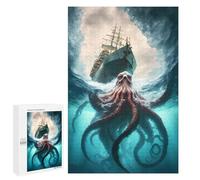 Jigsaw Puzzle 1000 PCS Octopus Vs. Ship Ocean Battle Adult Puzzles Toy Wall Decor Birthday Present Deal As Gifts for The Whole Family 1000 PCS