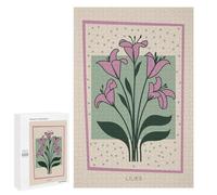 Jigsaw Puzzle 1000 PCS Pink Lily Bouquet Mid Century Jigsaw Puzzles for Teenagerss Hand Speed Race Fun Activities at Home Challenging Game And Family Play 1000 PCS