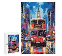 Jigsaw Puzzle 1000 PCS Pop Art London Bus with Big Ben Backdrop Jigsaws for Adults Anti-Stress Toys Staycation Kill Time Help The Brain Exercise 1000 PCS