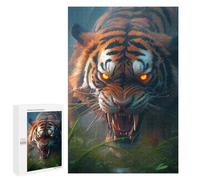 Jigsaw Puzzle 1000 PCS Roaring Tiger in Grass Jigsaws for Adults Anti-Stress Toys Staycation Kill Time Help The Brain Exercise 1000 PCS