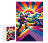 Jigsaw Puzzle 1000 PCS Rock Climbing Sunset Wpap Jigsaws for Adults Toy Wall Decor Pattern Assembly Deal As Gifts for The Whole Family 1000 PCS
