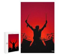 Jigsaw Puzzle 1000 PCS Rock Drummer Silhouette - Red Energy Jigsaws for Adults Toy Wall Decor Pattern Assembly Deal As Gifts for The Whole Family 1000 PCS