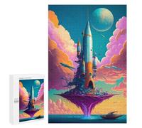 Jigsaw Puzzle 1000 PCS Rocket Island in The Sky Jigsaws for Adults Anti-Stress Toys Staycation Kill Time Help The Brain Exercise 1000 PCS