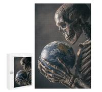 Jigsaw Puzzle 1000 PCS Skull Holding Earth Globe Adult Jigsaw Puzzles Enhance Memory Parent-child Interaction Brainteaser Family Games 1000 PCS