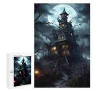 Jigsaw Puzzle 1000 PCS Spooky Haunted House Scene Jigsaws for Adults Puzzle Birthday Present Difficult And Challenge Challenging Game Gifts 1000 PCS
