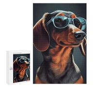Jigsaw Puzzle 1000 PCS Stylish Dachshund Sunglasses Jigsaws for Adults Anti-Stress Toys Staycation Kill Time Help The Brain Exercise 1000 PCS