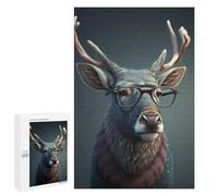 Jigsaw Puzzle 1000 PCS Stylish Deer with Glasses Jigsaws for Adults Anti-Stress Toys Staycation Kill Time Help The Brain Exercise 1000 PCS