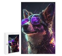 Jigsaw Puzzle 1000 PCS Stylish Dog with Sunglasses -1 Jigsaws for Adults Anti-Stress Toys Staycation Kill Time Help The Brain Exercise 1000 PCS