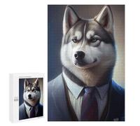 Jigsaw Puzzle 1000 PCS Stylish Husky in Suit Jigsaws for Adults Toy Wall Decor Difficult Hard Unique Gifts for Birthday And Christmas 1000 PCS