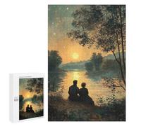 Jigsaw Puzzle 1000 PCS Sunset Romance by The River Adult Puzzles Toy Wall Decor Birthday Present Deal As Gifts for The Whole Family 1000 PCS