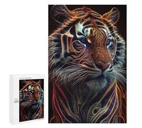 Jigsaw Puzzle 1000 PCS Tiger Face Fractalius Jigsaws for Adults Toy Wall Decor Pattern Assembly Deal As Gifts for The Whole Family 1000 PCS