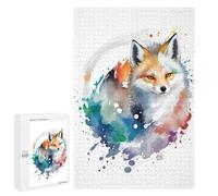 Jigsaw Puzzle 1000 PCS Watercolor Fox Jigsaws for Adults Toy Wall Decor Pattern Assembly Deal As Gifts for The Whole Family 1000 PCS