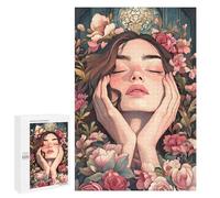Jigsaw Puzzle 1000 PCS Woman Surrounded by Flowers Jigsaws for Adults Toy Wall Decor Pattern Assembly Deal As Gifts for The Whole Family 1000 PCS