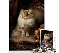 Jigsaw Puzzle 1000 Persian Cat with Flowers Jigsaw Puzzles for Adults For Family Fun Difficult And Challenge Learning Educational Toys (38x26cm)
