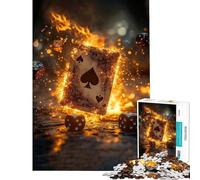 Jigsaw Puzzle 1000 Piece Ace of Spades on Fire Fun Activities at Home Hand Speed Race Educational Games for 14+ Puzzle Game Offered (50x75cm)