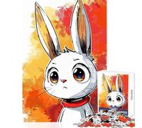 Jigsaw Puzzle 1000 Piece Adorable Bunny Gaze Anti-Stress Toys Great Gift for Games for Educational Game Artists Collection, Fine Art Size 38x52cm