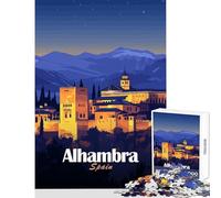 Jigsaw Puzzle 1000 Piece Alhambra, Spain at Night Adult Jigsaw Puzzles Hand Speed Race Help The Brain Exercise Beautiful Design Game (50x75cm)