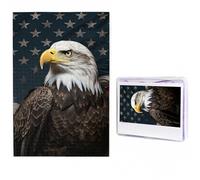 Jigsaw Puzzle 1000 Piece American bald eagle sitting on flag ribbon Puzzles for Adults Custom Puzzles from Photos Personalized Picture Wooden Puzzle Gifts for Family Wedding Birthdays Anniversaries
