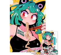 Jigsaw Puzzle 1000 Piece Anime Girl Eating Ramen Fun Activities at Home But Fun And Humorous Impossible Game for Ages 14 And over (50x75cm)
