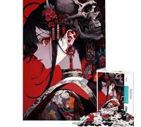 Jigsaw Puzzle 1000 Piece Anime Girl with Skull And Kimono Help The Brain Exercise Stress Reliever Hands-on Game Suitable for People Aged 14 And Above (50x75cm)