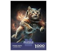 Jigsaw Puzzle 1000 Piece Astronaut Cat in Space Puzzles for Adults Relax Games Stress Reliever Deal As Gifts for The Whole Family 38x26cm/1000pcs