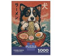 Jigsaw Puzzle 1000 Piece Australian Shepherd Ramen Puzzles for Adults Relax Games Stress Reliever Deal As Gifts for The Whole Family 38x26cm/1000pcs