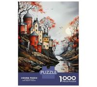 Jigsaw Puzzle 1000 Piece Autumn River Village Scene Puzzles for Adults Family Game Improve Memory Deal As Gifts for The Whole Family 38x26cm/1000pcs