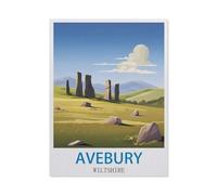 Jigsaw Puzzle 1000 Piece，Avebury Wiltshire Vintage Travel Posters，Classic Puzzle DIY Kit Paper Toy Unique Gift Home Decor（38x52CM）-CS37