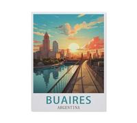 Jigsaw Puzzle 1000 Piece，Baires Argentina Vintage Travel Poster，paper Jigsaw Puzzle for Kids Adult, Puzzle Game Toys Gift for Wall Decoration（38x26cm）-BA90