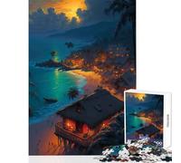 Jigsaw Puzzle 1000 Piece Beach Hut Adult Jigsaw Puzzles Hand Speed Race Help The Brain Exercise Beautiful Design Game (50x75cm)