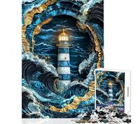 Jigsaw Puzzle 1000 Piece Beacon in The Storm Kintsugi Art Educational Game Analysis And Logic Anti-Stress Toys Unique Birthday And Xmas Gifts (26X38cm)