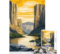 Jigsaw Puzzle 1000 Piece Big Bend National Park Poster Anti-Stress Toys Great Gift for Games for Educational Game Artists Collection, Fine Art Size 50x75cm