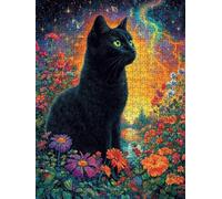 Jigsaw Puzzle 1000 Piece, Black Cat Dreamy Puzzles for Adults 1000, Jigsaw Puzzle Games Classic Educational, Wooden Puzzles, The Impossible Challenge, for Home Wall Decoration Gift BXHZW1-339