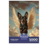 Jigsaw Puzzle 1000 Piece Black Chihuahua with Angel Wings Remembrance Art Puzzles for Adults Anti-Stress Toys Presents for Women Unique Birthday And Gifts 70x50cm/1000pcs
