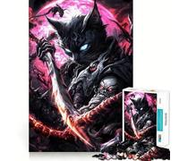 Jigsaw Puzzle 1000 Piece Black Demon Cat Perfect Edge Play, Brain Training Toy, Slow Play Fun, Birthday Decor Gift (50x75cm)