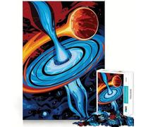 Jigsaw Puzzle 1000 Piece Black Hole And Planet Illustration Perfect Edge Play, Brain Training Toy, Slow Play Fun, Birthday Decor Gift (38x52cm)