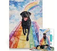 Jigsaw Puzzle 1000 Piece Black Lab Rainbow Bridge Perfect Edge Play, Brain Training Toy, Slow Play Fun, Birthday Decor Gift (38x52cm)